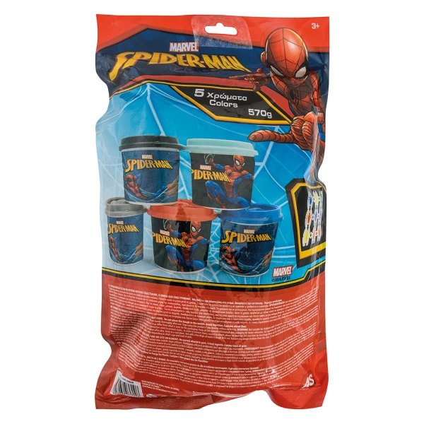 AS DOUGH MARVEL SPIDERMAN POLYBAG WITH 5 POTS AND 3D CUPS 570gr FOR AGES 3+