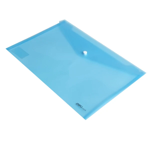 DELI ENVELOPE WITH BUTTON PP A4 TRANSPARENT BLUE