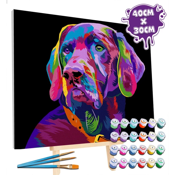 SPLAT PLANET PAINTING BY NUMBERS KIT ON FRAMED CANVAS 40X30 cm DOG