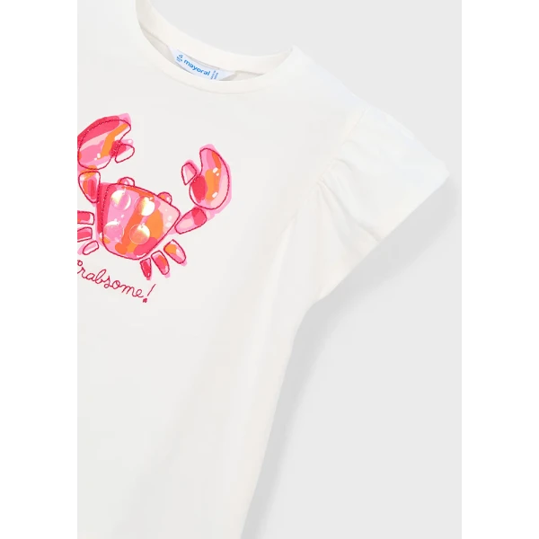MAYORAL BLOUSE SHORT SLEEVES ECRU-ROSE