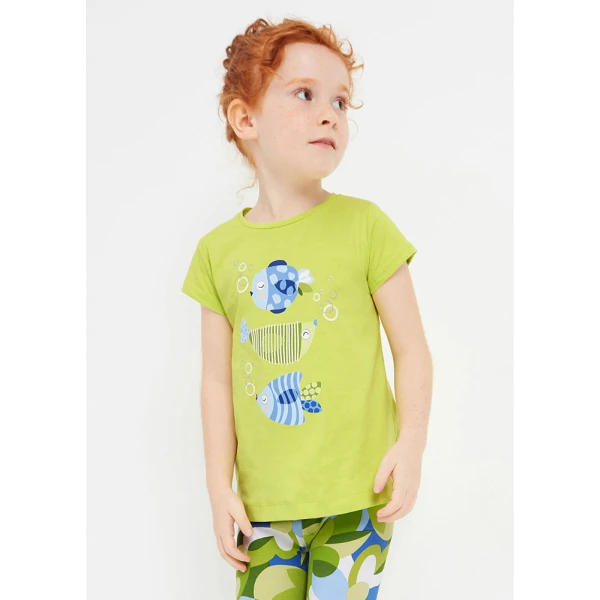 MAYORAL PRINTED SHORT SLEEVE BLOUSE LIME