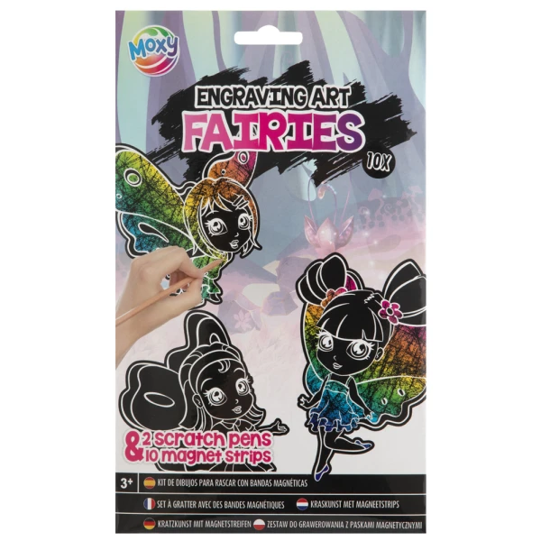 SCRATCH MAGNETS 10 PIECES - 2 DESIGNS FAIRY-DINOSAUR
