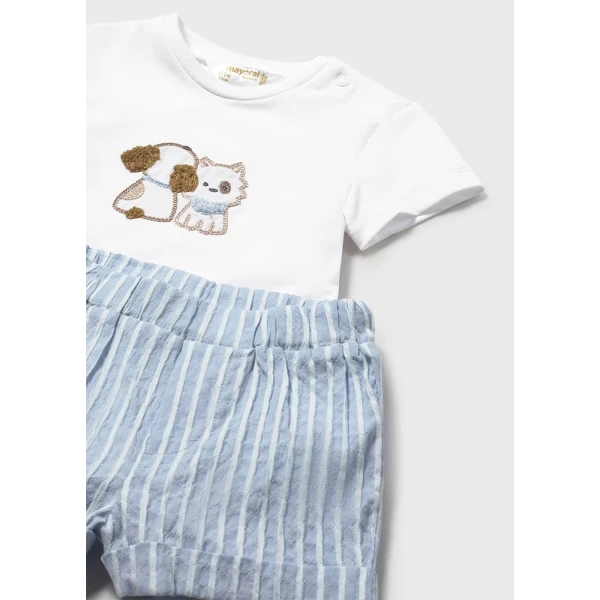 MAYORAL SET PANTS SHORT AND HAT LIGHT BLUE