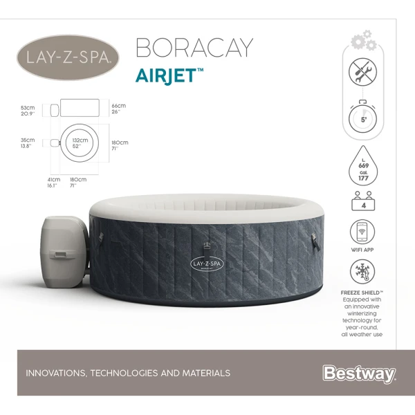BESTWAY ΣΠΑ LAY-Z-SPA 180X66 εκ. BORACAY AIRJET