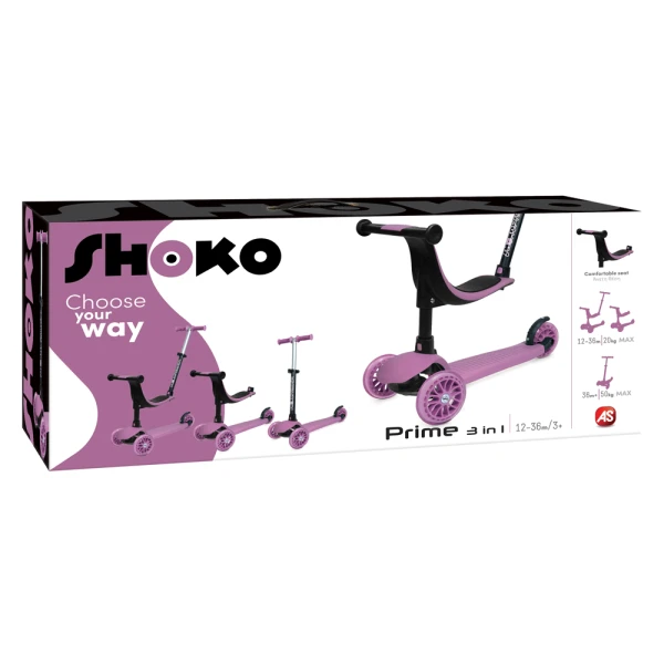 SHOKO KIDS SCOOTER CONVERTIBLE 3 IN 1 PINK FOR AGES 12+ MONTHS