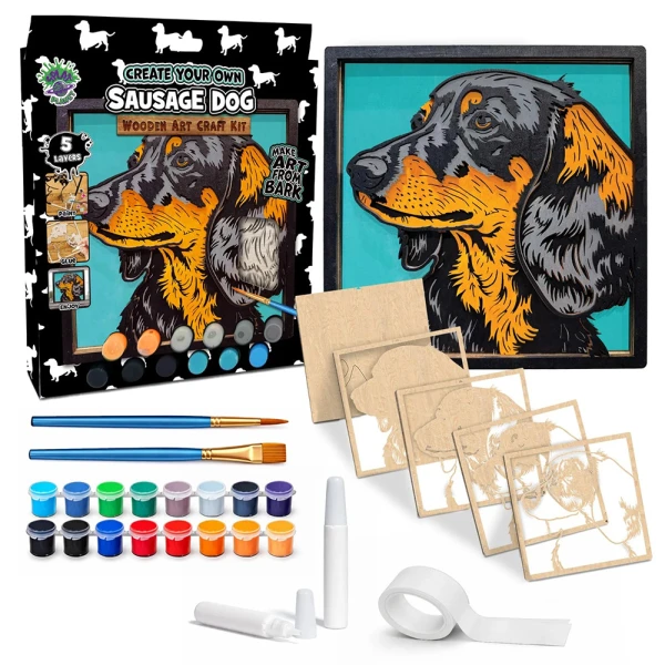 SPLAT PLANET WOODEN ART CRAFT KIT SAUSAGE DOG