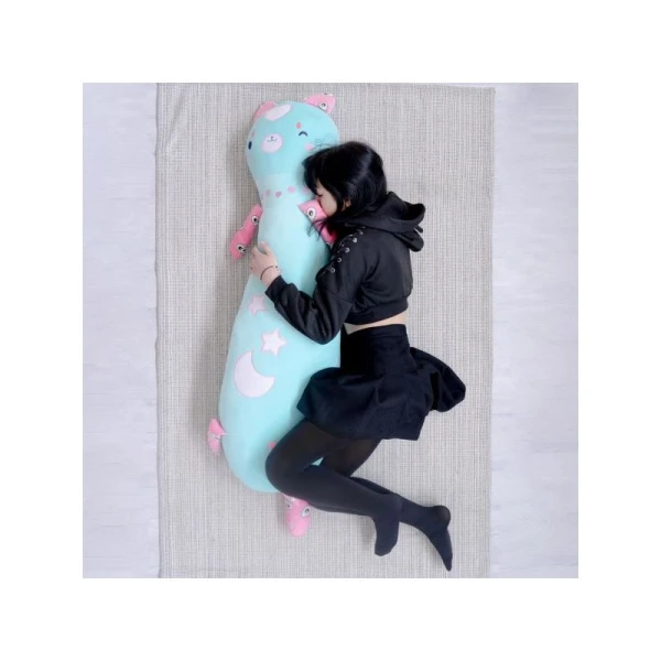 PLUSH PILLOW LIGHT BLUE CAT KIKI 80 cm