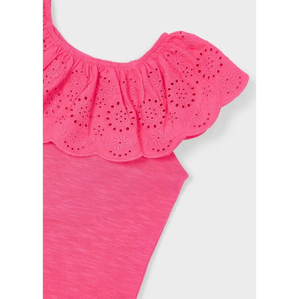 MAYORAL BLOUSE SHORT SLEEVES COMBINED PINK FUCHSIA