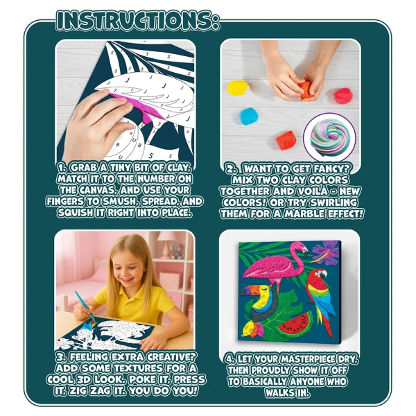 SPLAT PLANET MESS-FREE PAINT KIT WITH CLAY TROPICAL CANVAS MOUNTED