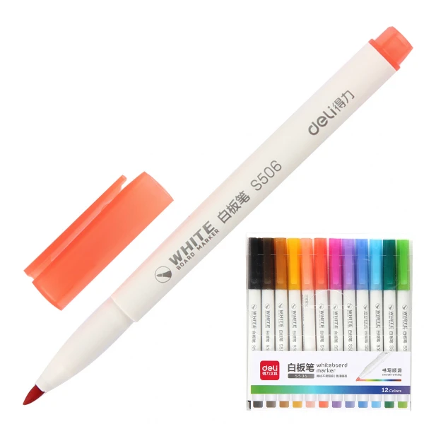 DELI BOARD MARKERS 1mm 12 COLOURS