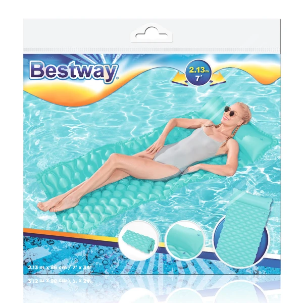 BESTWAY INFLATABLE SEA MATTRESS 213Χ86 cm FLOAT \'N ROLL TURQUOISE