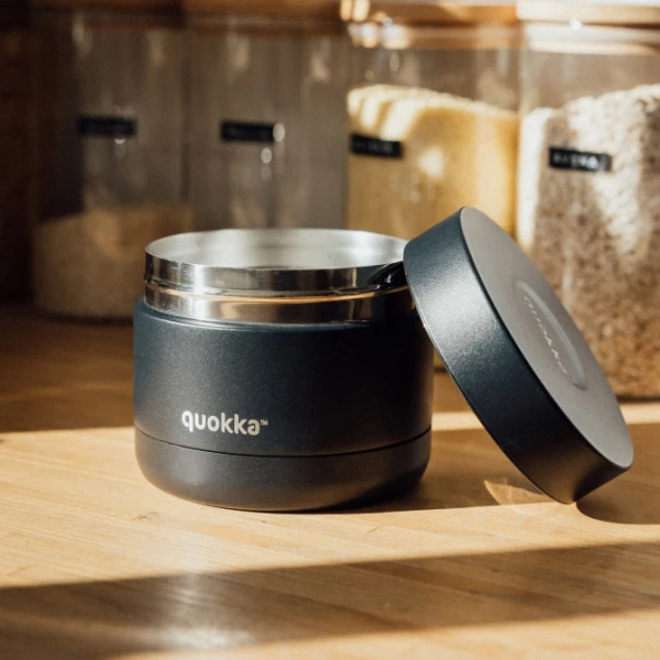 QUOKKA THERMAL STAINLESS STEEL FOOD JAR 600ml WHIM - BLACK