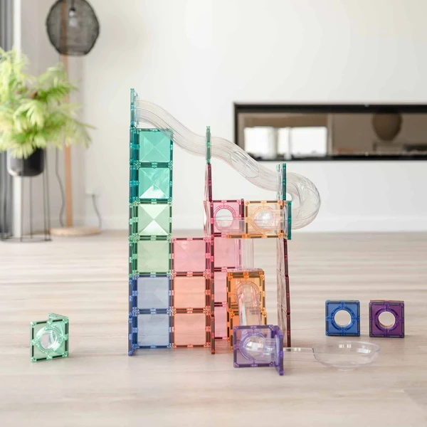 CONNETIX MAGNETIC TILES PASTEL BALL RUN EXPANSION PACK 80 pcs