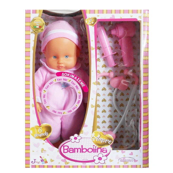 ΚΟΥΚΛΑ BAMBOLINA AMORE 33 εκ. ΓΙΑΤΡΟΣ ΜΕ ΗΧΟΥΣ & ΑΞΕΣΟΥΑΡ
