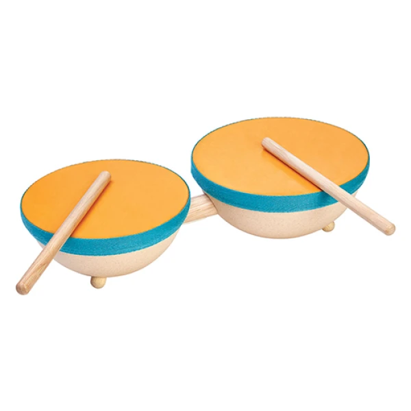PLAN TOYS WOODEN TOY DOUBLE DRUMS