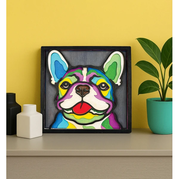 SPLAT PLANET WOODEN 3D PAINTING CONSTRUCTION FRENCH BULLDOG