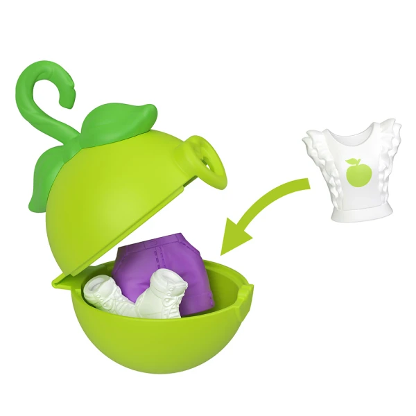 POLLY POCKET DOLL WITH ACCESSORIES & KEYCHAIN - APPLE