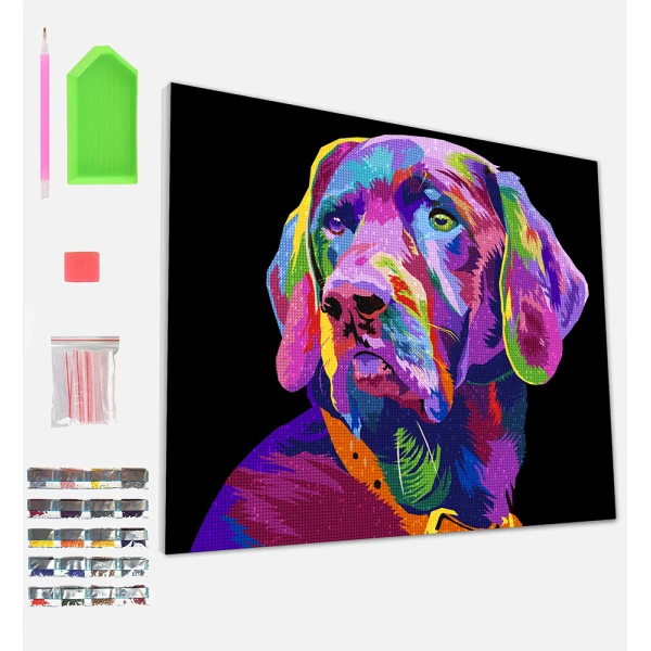 SPLAT PLANET DIAMOND PAINTING KIT ON FRAMED CANVAS 30X40 cm DOG