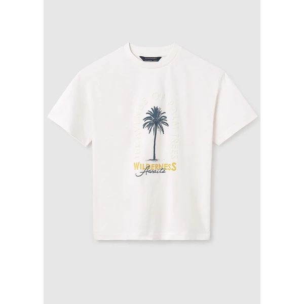 MAYORAL BLOUSE SHORT SLEEVES PRINT PALM CREAM