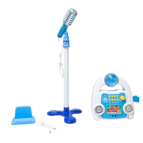 KARAOKE SET WITH LIGHTS AND SOUNDS WITH MICROPHONE AND STAND BLUE