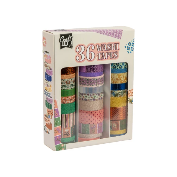 36PCS WASHI TAPE SET 3M. FOIL & GLITTER - 2 DESIGNS
