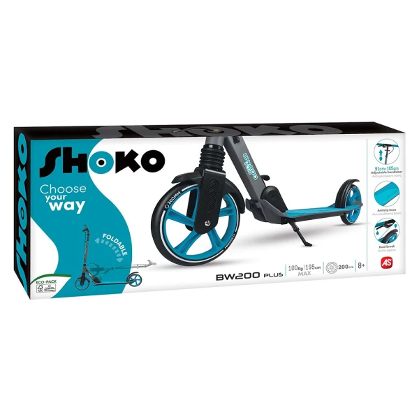 SHOKO KIDS SCOOTER BW 200 PLUS WITH 2 WHEELS 200mm BLUE COLOR FOR AGES 8+ YEARS