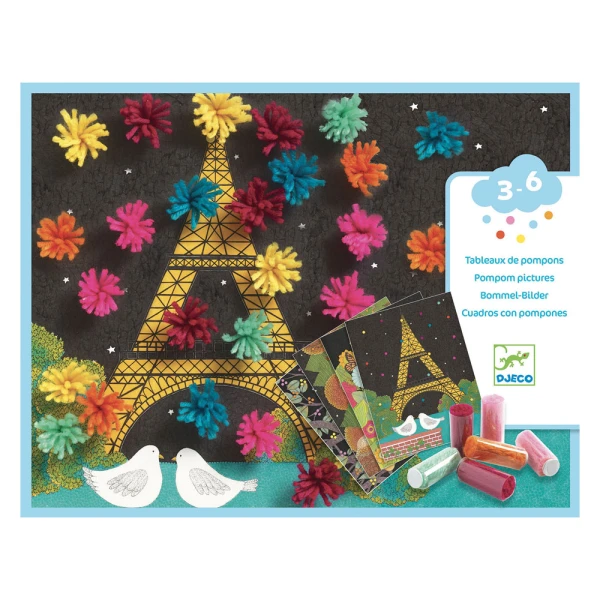 DJECO POM POM COLLAGE EIFFEL TOWER 4 PICTURES