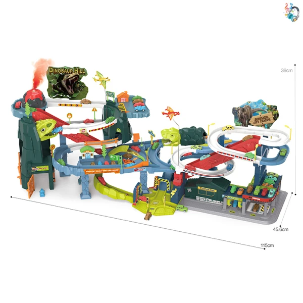 BIG TRACK ADVENTURE IN DINOSAUR-VOLCANO 16 CARS WITH SOUND