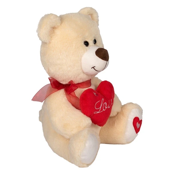 PLUSH BEAR WITH RED HEART 30 cm - 3 COLOURS