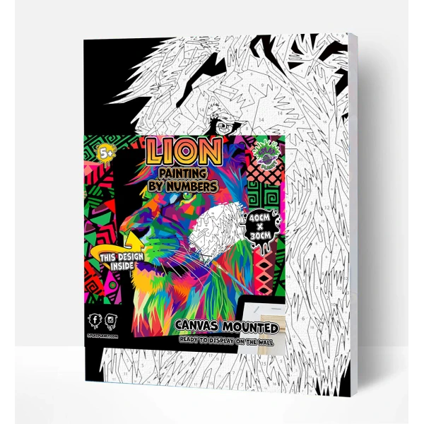 SPLAT PLANET PAINTING BY NUMBERS KIT ON FRAMED CANVAS 40X30 cm LION
