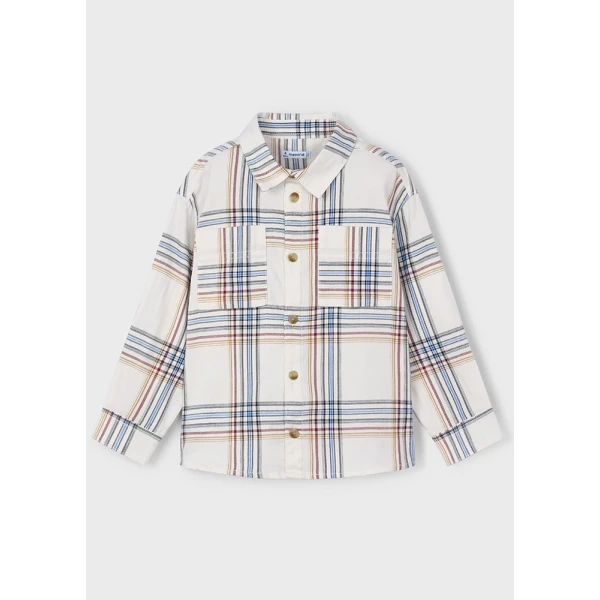 MAYORAL SHIRT LONG-SLEEVE PLAID BEIGE 