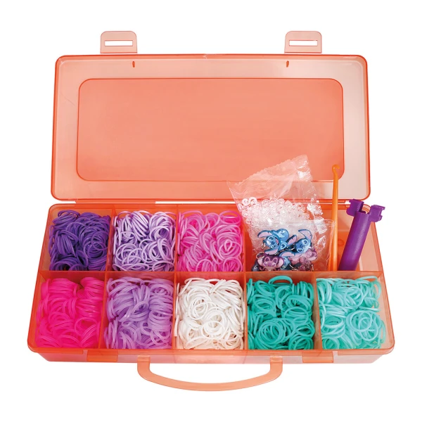 PLEXI-FLEXI STITCH CASE WITH 2400 LOOMS & 12 CHARMS - 2 COLOURS