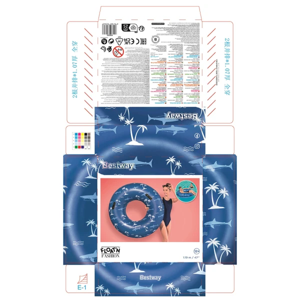 BESTWAY INFLATABLE SWIM TUBE 119 cm NAUTICAL BLUE