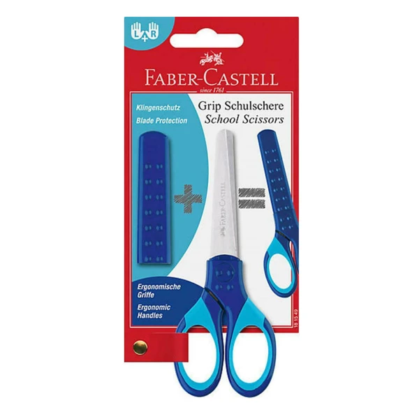 FABER CASTELL ΨΑΛΙΔΙ GRIP ΜΕ ΠΡΟΣΤΑΤΕΥΤΙΚΟ ΚΑΛΥΜΜΑ - ΜΠΛΕ