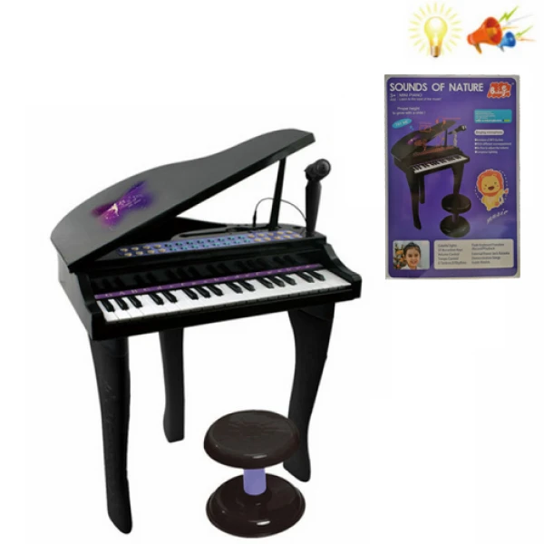 BLACK PIANO 37 KEYS WITH TAIL AND STOOL