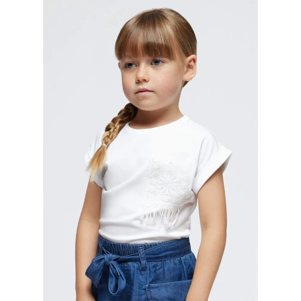 MAYORAL SHORT SLEEVES BLOUSE KNITTED POCKET WHITE