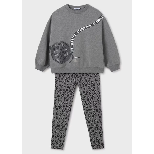 MAYORAL SET LEGGINGS PRINTED INTENSE GREY