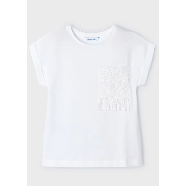 MAYORAL SHORT SLEEVES BLOUSE KNITTED POCKET WHITE