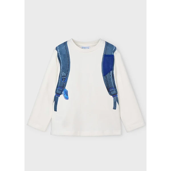 MAYORAL LONG SLEEVES BLOUSE BAG CREAM-BLUE
