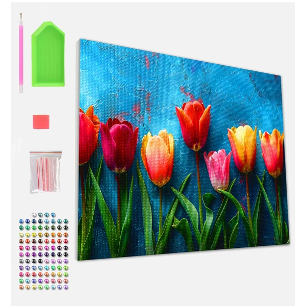 SPLAT PLANET DIAMOND PAINTING KIT ON FRAMED CANVAS 30X40 cm TOTALLY TULIPS