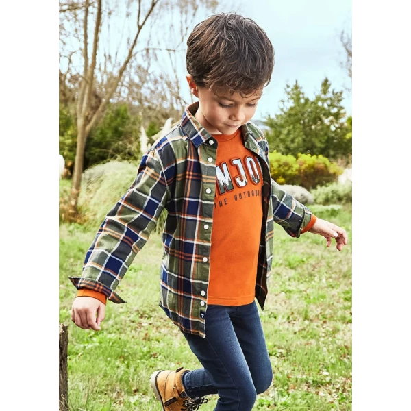 MAYORAL SHIRT LONG SLEEVES CHECKED KHAKI