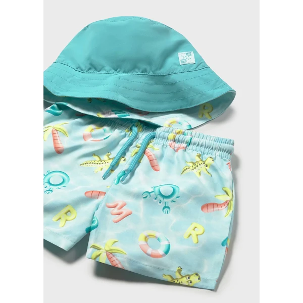 MAYORAL SET SWIMSUIT WITH HAT AQUAΜΑΡΙΝE