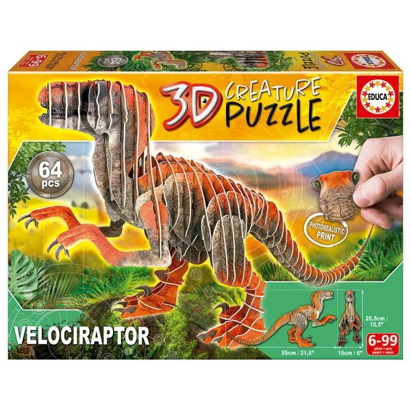 EDUCA 3D ΠΑΖΛ CREATURE 64 τεμ. VELOCIRAPTOR