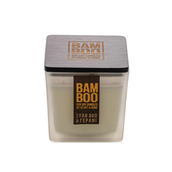 HEART & HOME CANDLE BAMBOO 90g OUD WOOD & GERANIUM