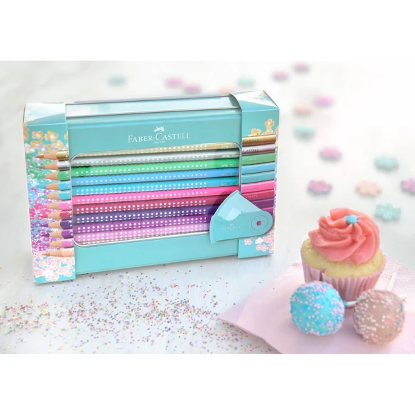 FABER-CASTELL ΜΕΤΑΛΛΙΚΗ ΚΑΣΕΤΙΝΑ SPARKLE ΜΕ 20 ΞΥΛΟΜΠΟΓΙΕΣ 