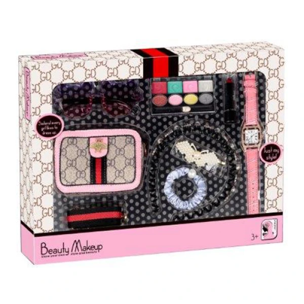 SET OF BAG, MAKE UP, GLASSES & REAL WATCH