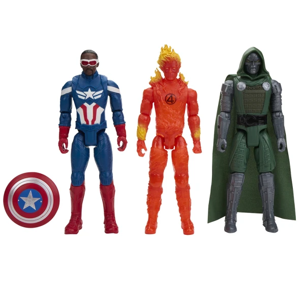 MARVEL AVENGERS MV5 TITAN ΣΕΤ 3 ΦΙΓΟΥΡΕΣ ΔΡΑΣΗΣ - DOCTOR DOOM, CAPTAIN AMERICA ΚΑΙ HUMAN TORCH