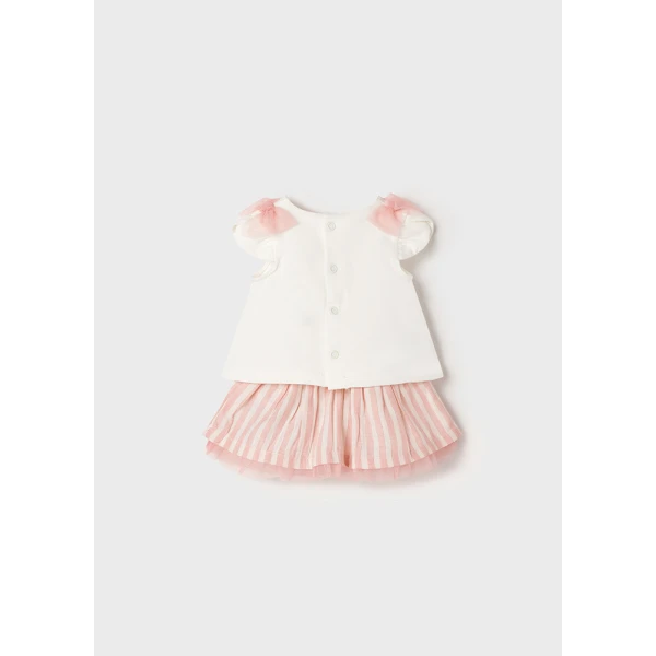 MAYORAL SET SKIRT STRIPED SOFT PINK