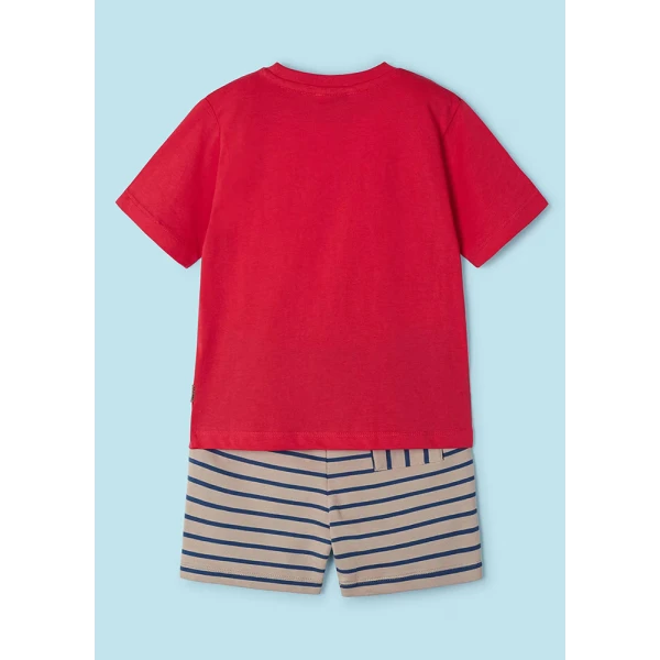 MAYORAL SET COTTON BERMUDA SHORTS STRIPED WATERMELON