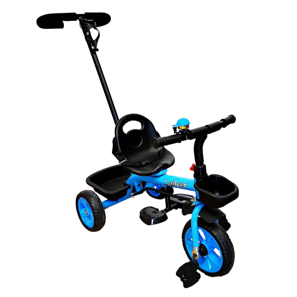 BLUE TRICYCLE WITH STICK BASKETS & BELL
